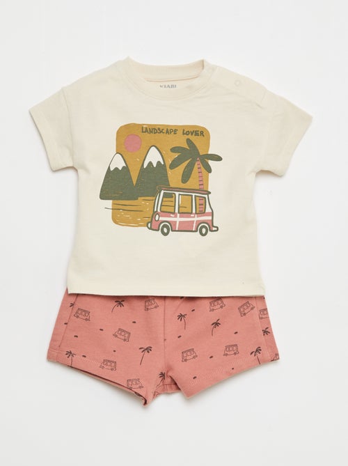 2-delige katoenen set: T-shirt + short - Kiabi
