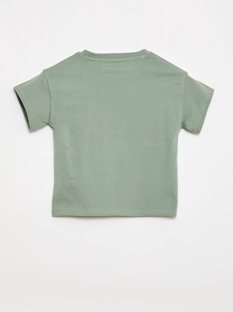 2-delige katoenen set: T-shirt + short Groen - Kiabi