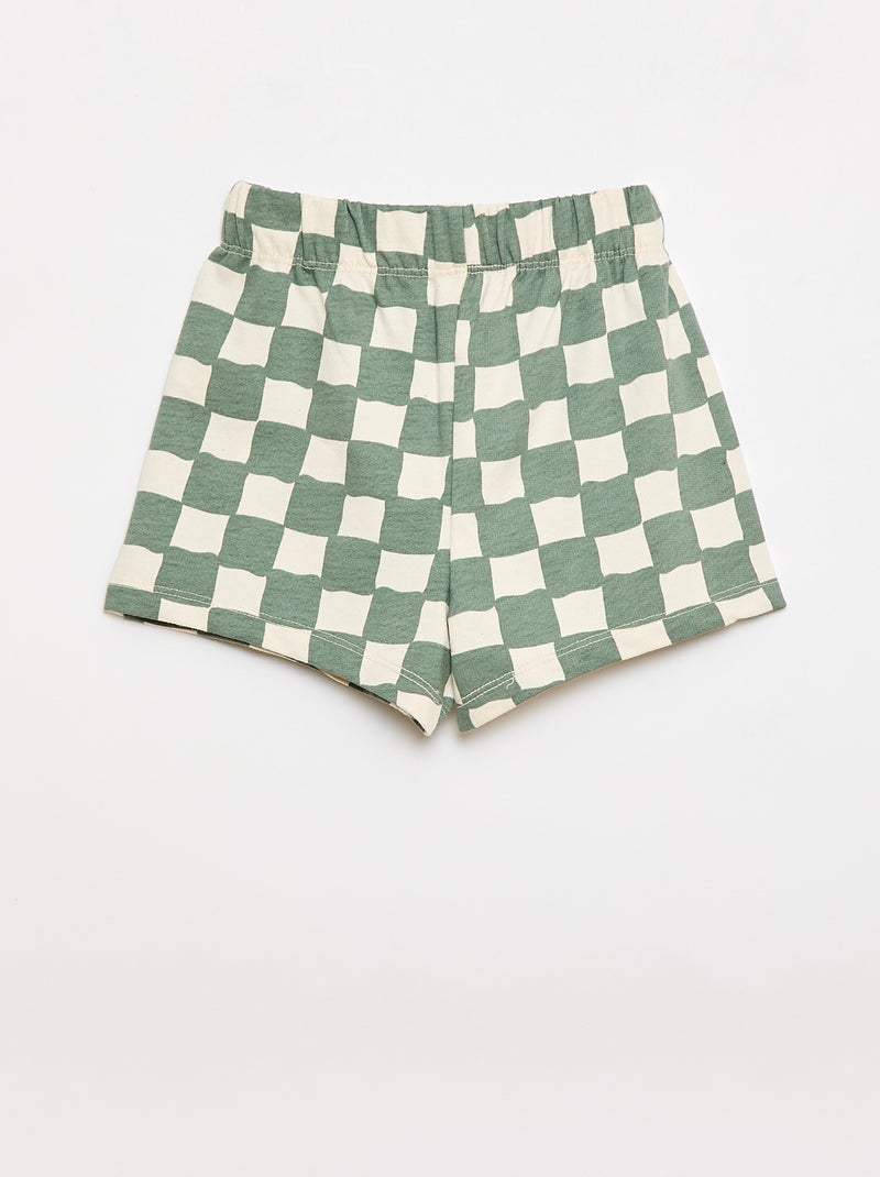 2-delige katoenen set: T-shirt + short Groen - Kiabi