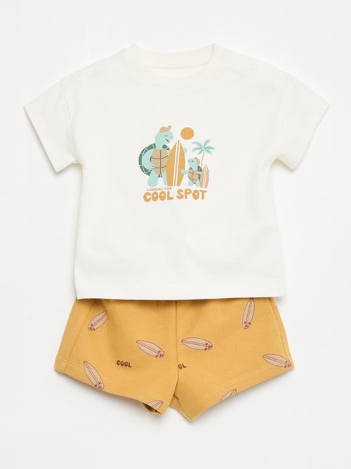 2-delige katoenen set: T-shirt + short - Kiabi
