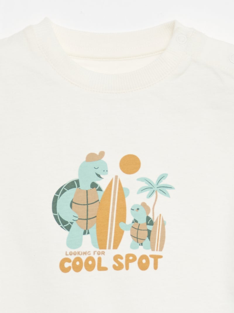 2-delige katoenen set: T-shirt + short Wit - Kiabi