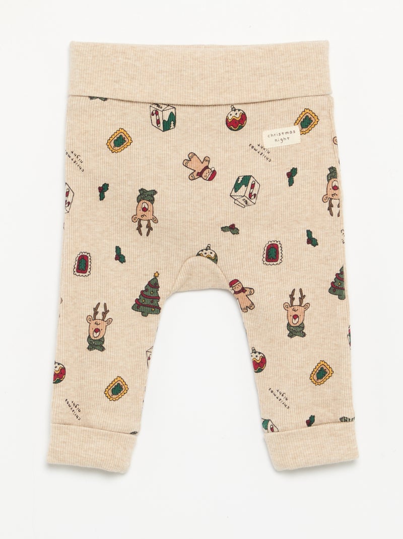 2-delige kerstset - Body met lange mouwen + legging Biege - Kiabi