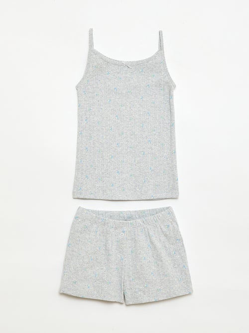 2-delige korte pyjamaset met topje en short met print - Kiabi