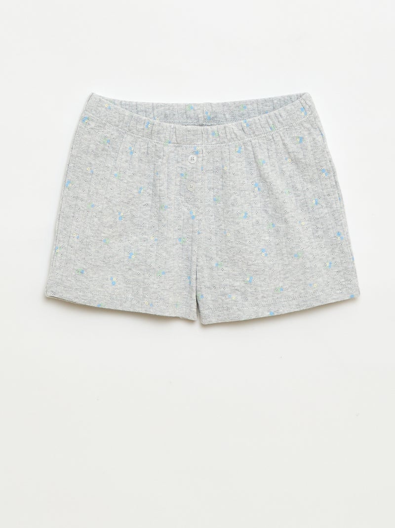 2-delige korte pyjamaset met topje en short met print Grijs - Kiabi