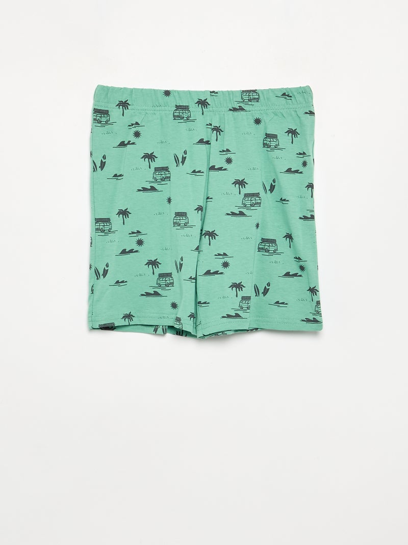 2-delige korte pyjamaset short + T-shirt Groen - Kiabi