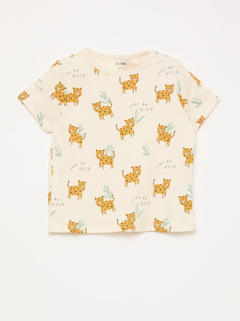 2-delige korte pyjamaset T-shirt + short Biege - Kiabi