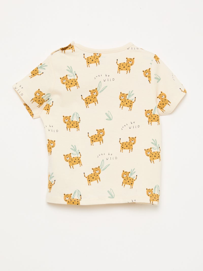 2-delige korte pyjamaset T-shirt + short Biege - Kiabi