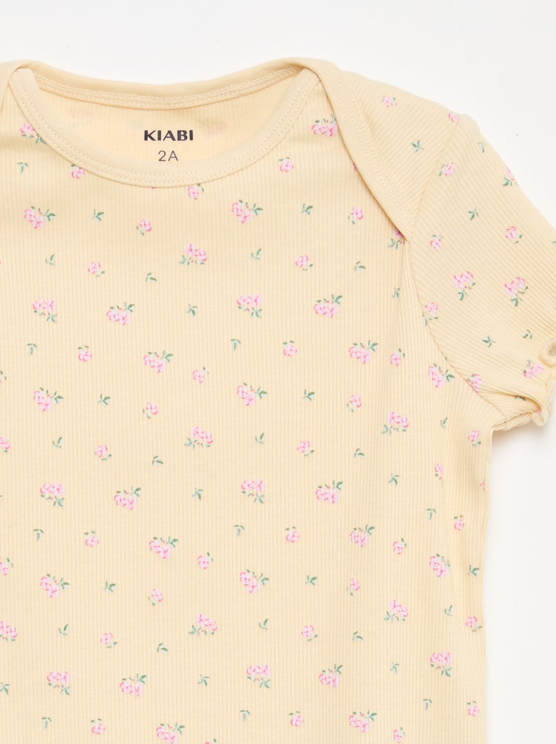 2-delige korte pyjamaset T-shirt + short Biege - Kiabi