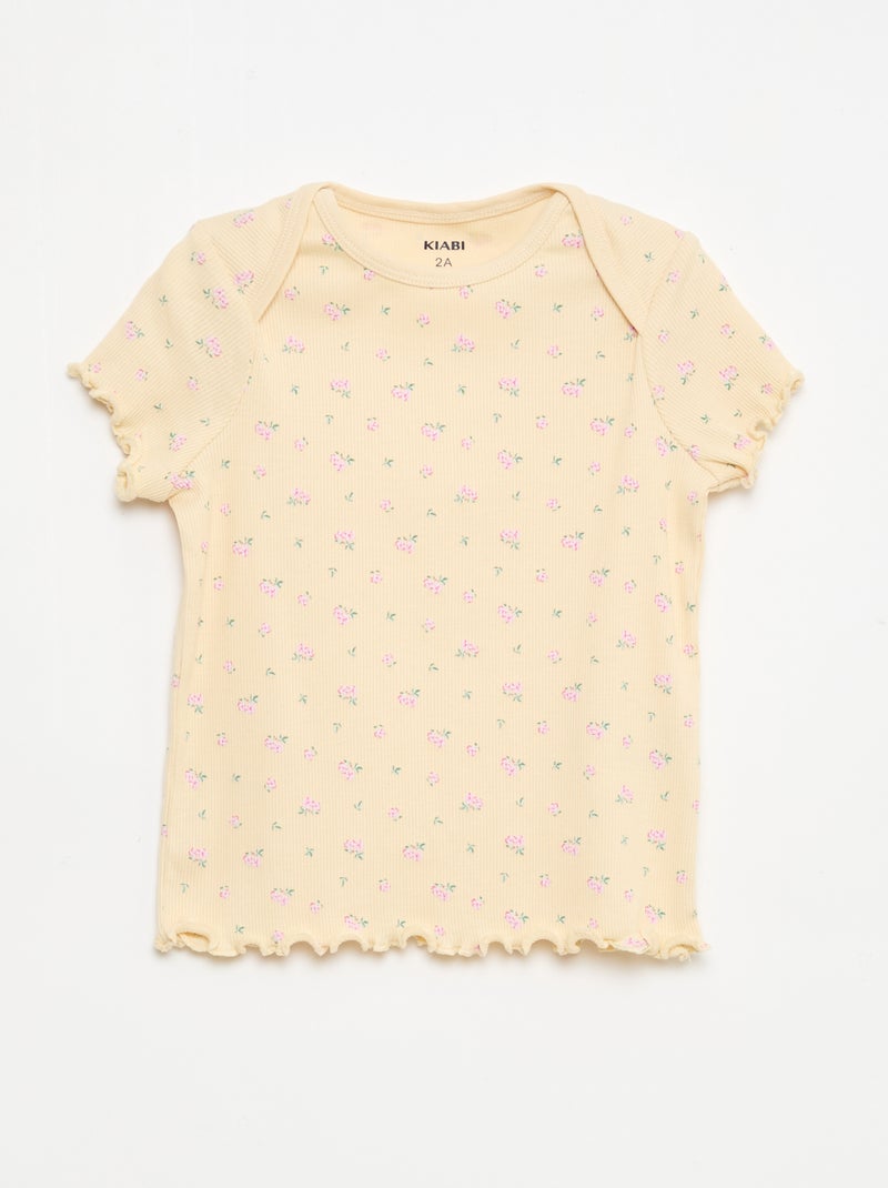 2-delige korte pyjamaset T-shirt + short Biege - Kiabi