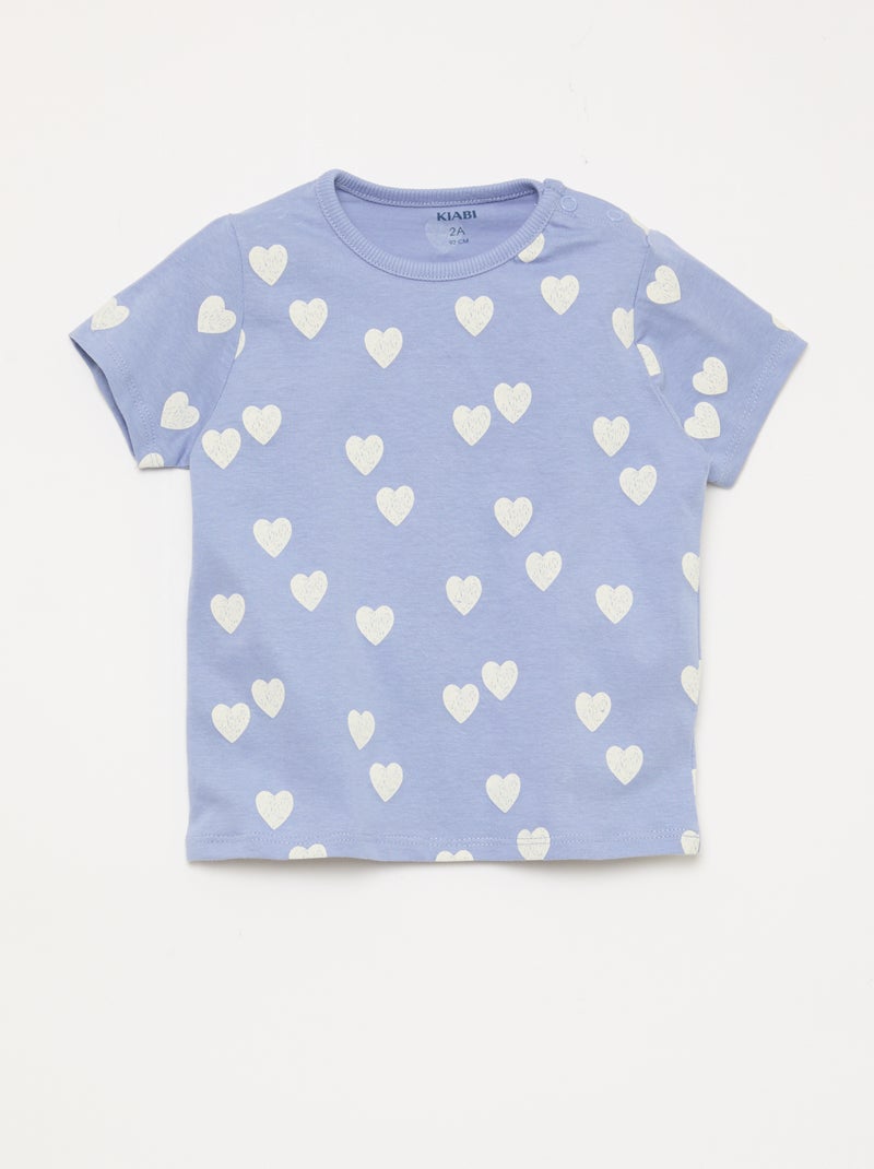 2-delige korte pyjamaset T-shirt + short Blauw - Kiabi