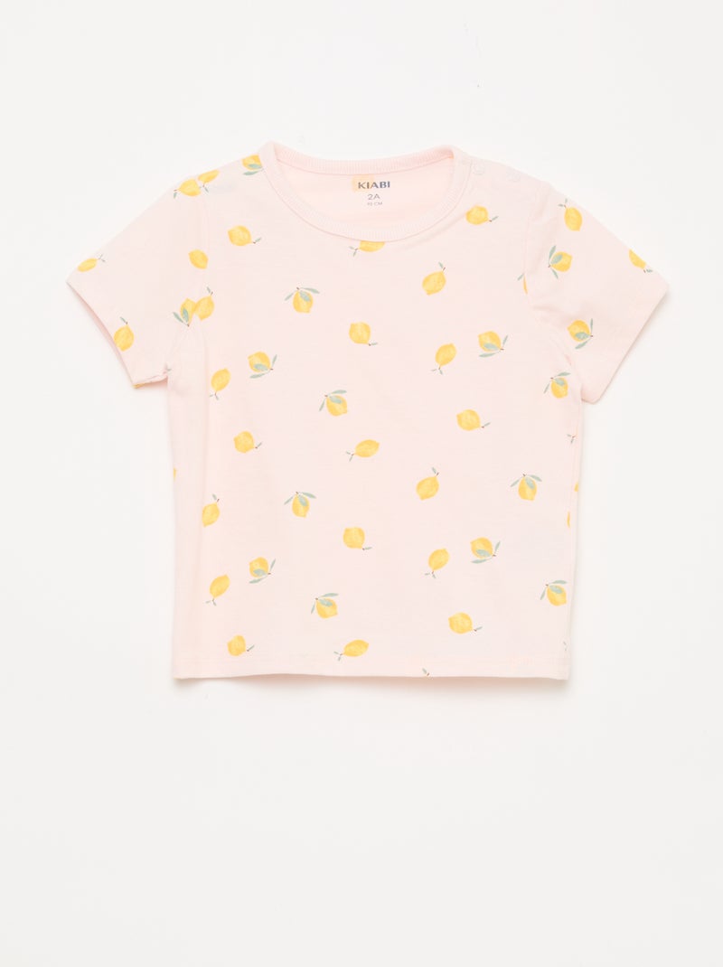 2-delige korte pyjamaset T-shirt + short Rose - Kiabi