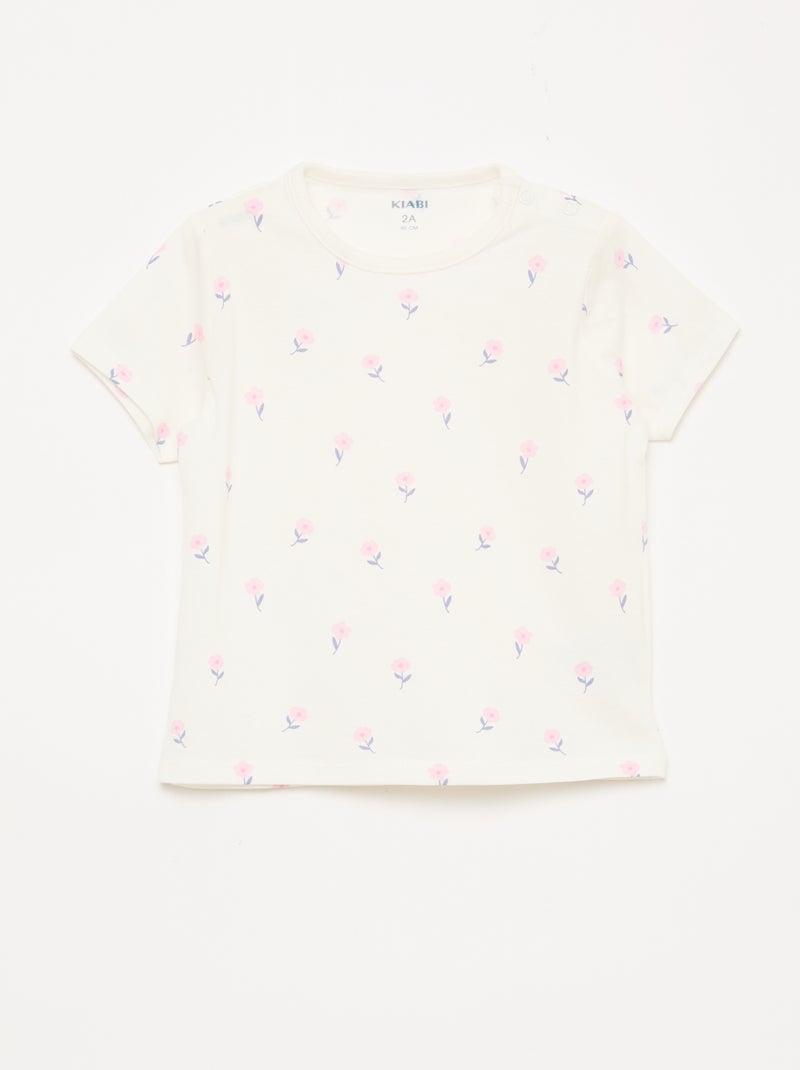 2-delige korte pyjamaset T-shirt + short Wit - Kiabi