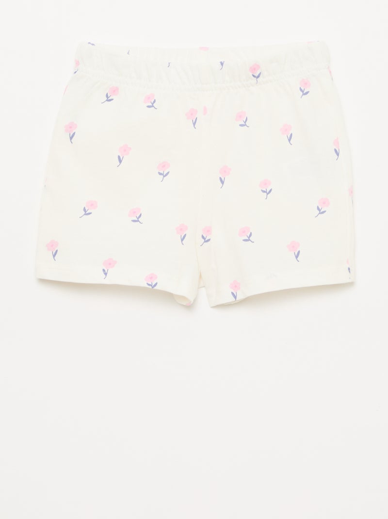2-delige korte pyjamaset T-shirt + short Wit - Kiabi