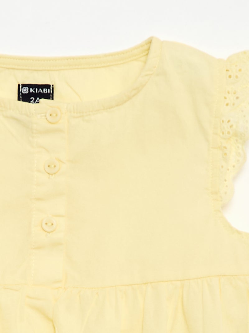 2-delige korte pyjamaset: topje en short Geel - Kiabi