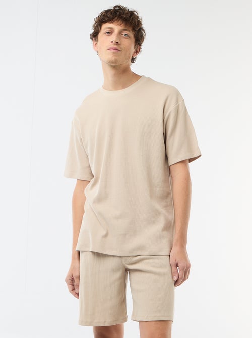 2-delige korte pyjamaset van gewafelde stof - Kiabi