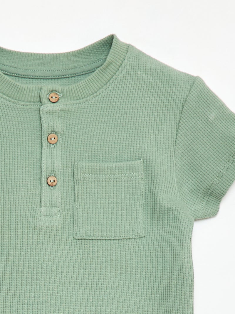 2-delige korte pyjamaset van ribtricot Groen - Kiabi