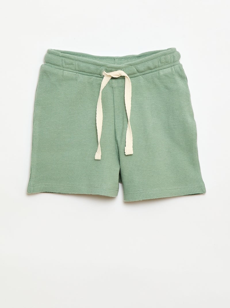 2-delige korte pyjamaset van ribtricot Groen - Kiabi