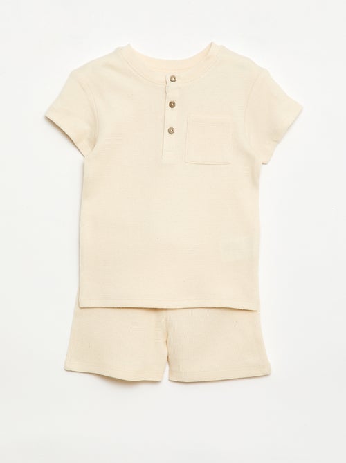 2-delige korte pyjamaset van ribtricot - Kiabi