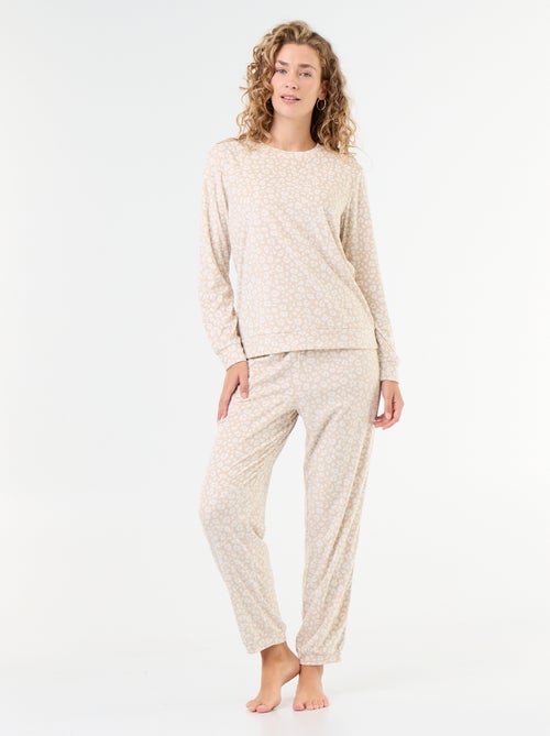 2-delige lange fleece pyjamaset - Kiabi