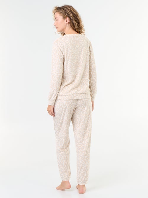 2-delige lange fleece pyjamaset - Kiabi