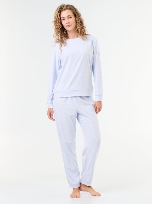 2-delige lange fleece pyjamaset - Kiabi