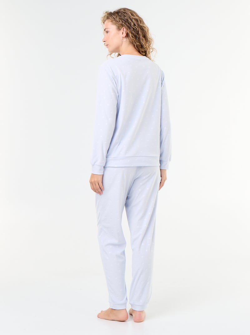 2-delige lange fleece pyjamaset Blauw - Kiabi