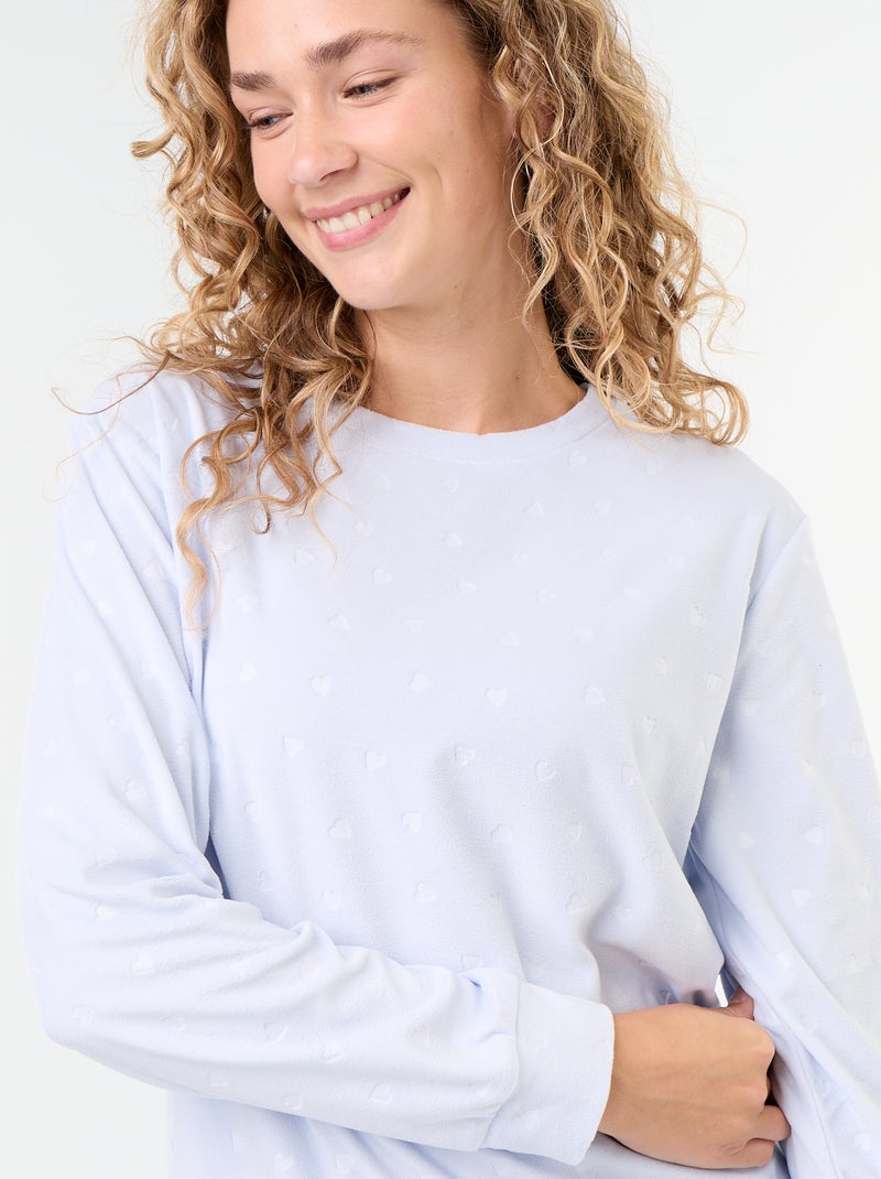 2-delige lange fleece pyjamaset Blauw - Kiabi