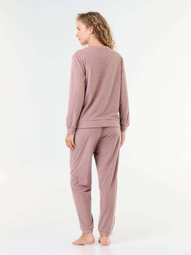2-delige lange fleece pyjamaset Rose - Kiabi