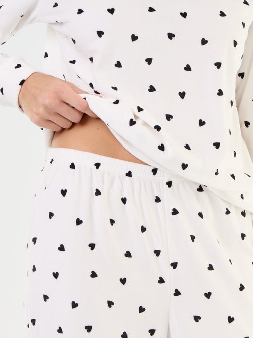 2-delige lange fleece pyjamaset - Kiabi