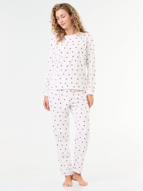 2-delige lange fleece pyjamaset - Kiabi