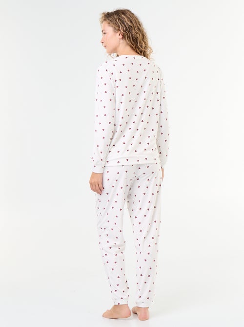 2-delige lange fleece pyjamaset - Kiabi