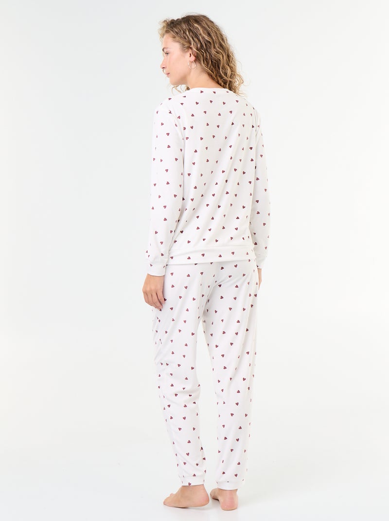 2-delige lange fleece pyjamaset Wit - Kiabi