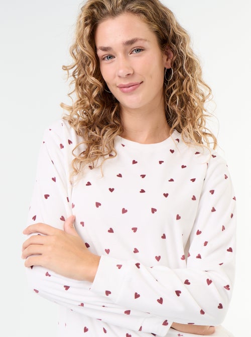 2-delige lange fleece pyjamaset - Kiabi