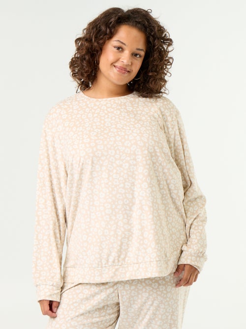 2-delige lange pyjamaset van fleece met print - Kiabi