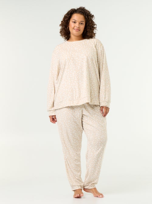 2-delige lange pyjamaset van fleece met print - Kiabi