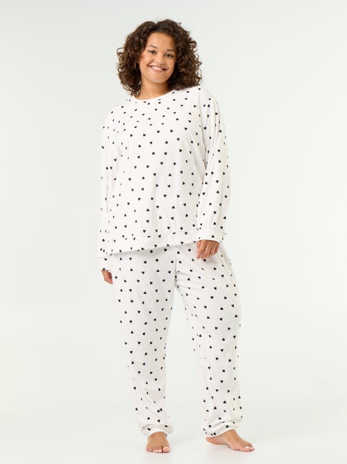 2-delige lange pyjamaset van fleece met print - Kiabi