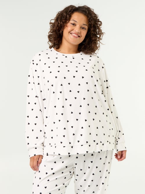 2-delige lange pyjamaset van fleece met print - Kiabi