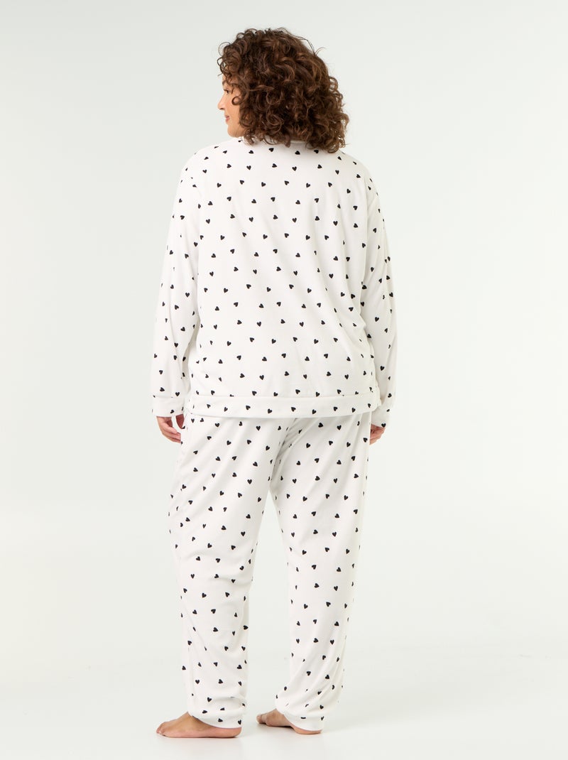2-delige lange pyjamaset van fleece met print Wit - Kiabi