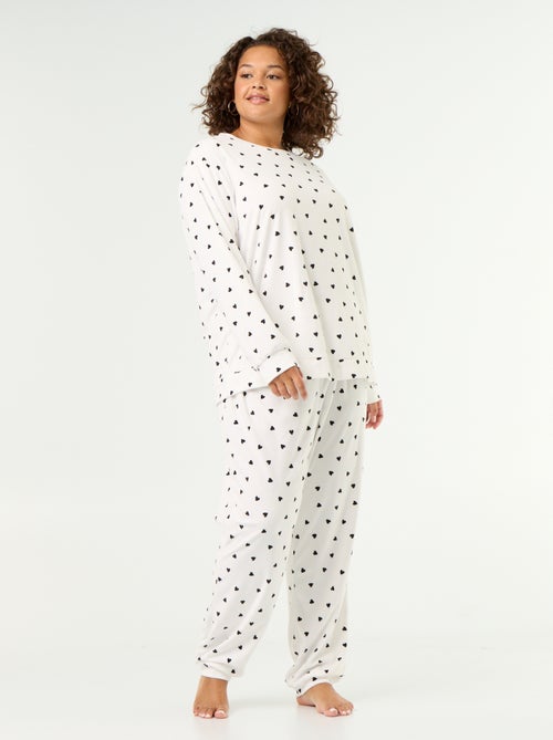 2-delige lange pyjamaset van fleece met print - Kiabi