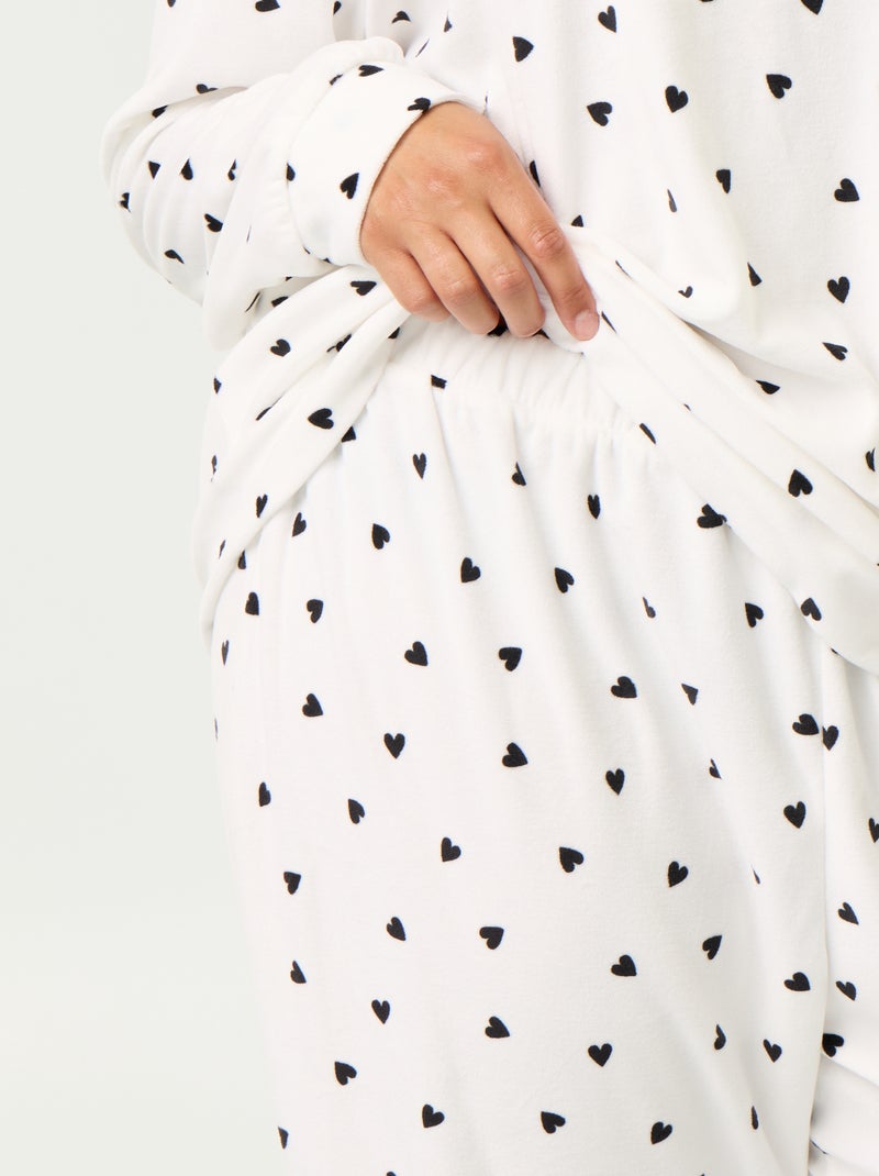 2-delige lange pyjamaset van fleece met print Wit - Kiabi
