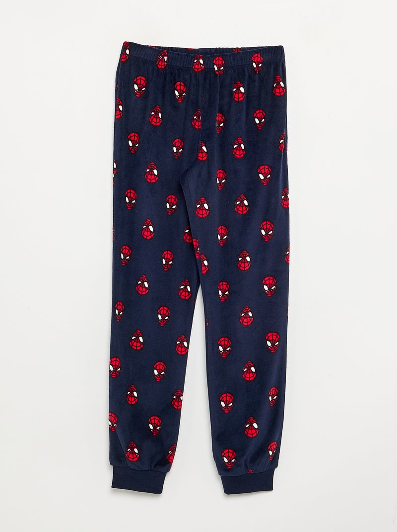2-delige lange 'Spiderman' pyjamaset van fleece Blauw - Kiabi