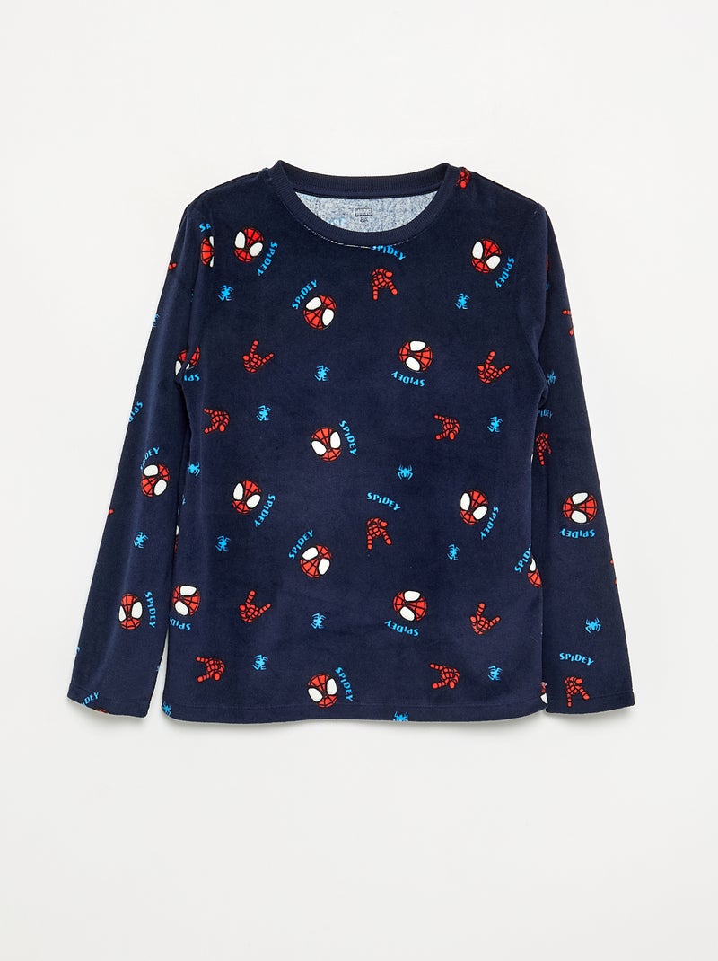 2-delige lange 'Spiderman' pyjamaset van fleece Blauw - Kiabi