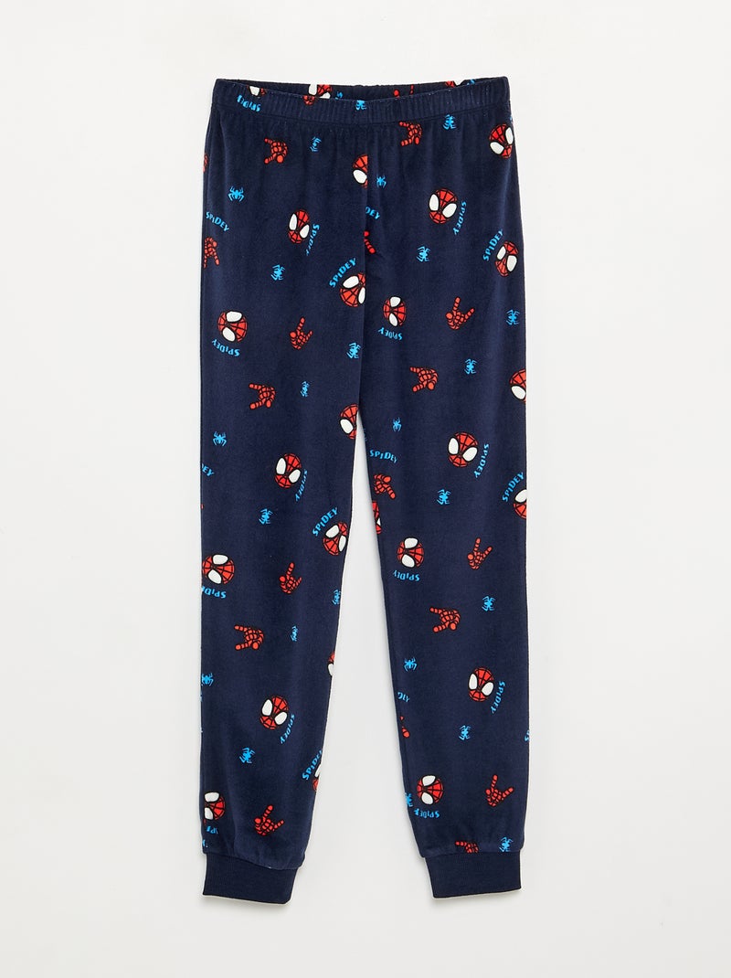 2-delige lange 'Spiderman' pyjamaset van fleece Blauw - Kiabi