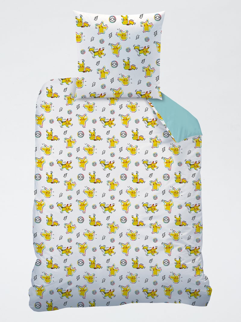 2-delige 'Pokemon' set 1-persoons: dekbedovertrek + kussensloop Blauw - Kiabi