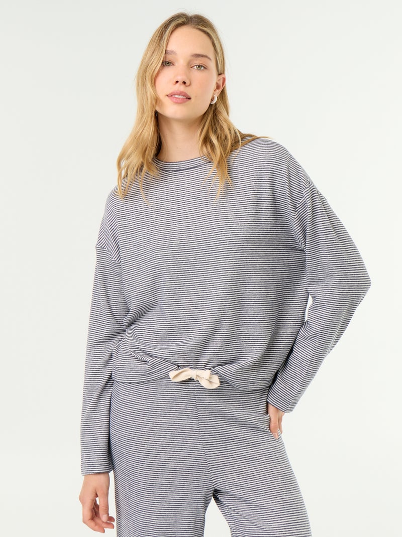 2-delige pyjama - Sweater + broek Blauw - Kiabi
