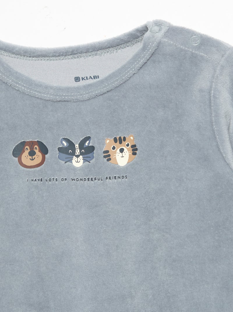 2-delige pyjama - Sweater + broek Blauw - Kiabi