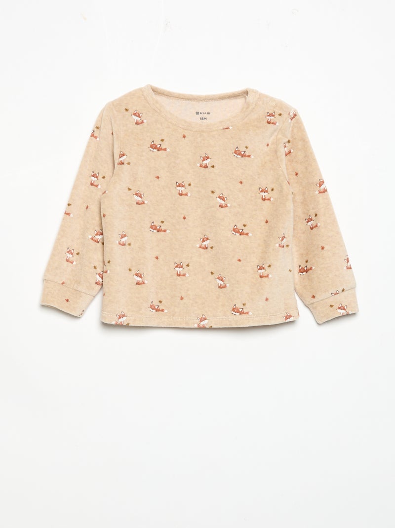 2-delige pyjama - Sweatshirt + broek Biege - Kiabi