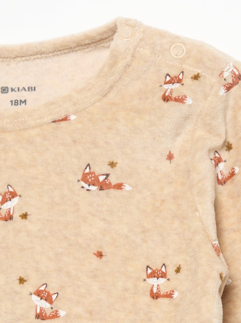 2-delige pyjama - Sweatshirt + broek Biege - Kiabi