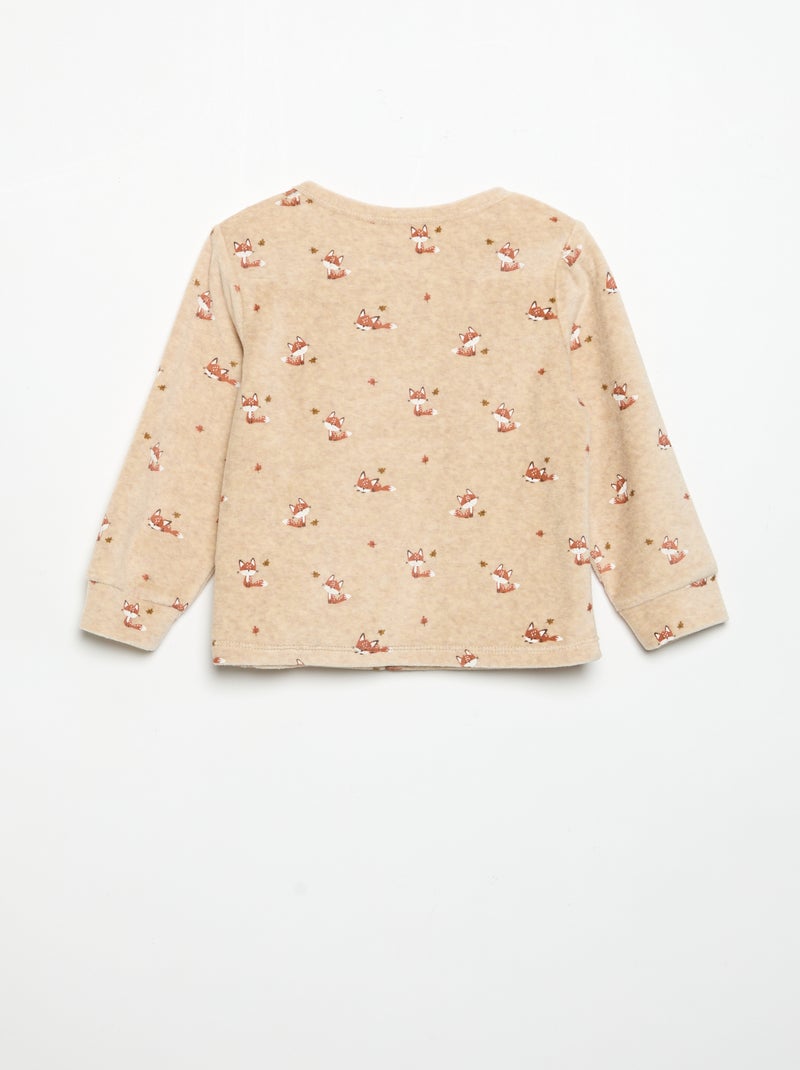 2-delige pyjama - Sweatshirt + broek Biege - Kiabi