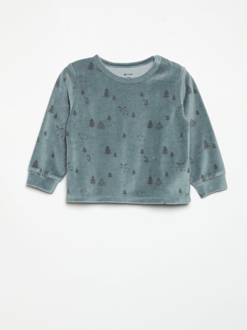 2-delige pyjama - Sweatshirt + broek Blauw - Kiabi